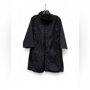 Rick Owens black avant-garde sculptural high collar shirt coat